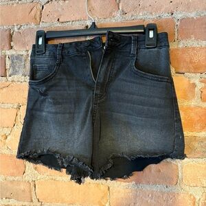Rewash Black Jean Shorts with Frayed Hem